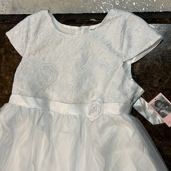 Emerald gumdrops white lace and tulle juniors dress for wedding. A235 - Picture 2 of 3